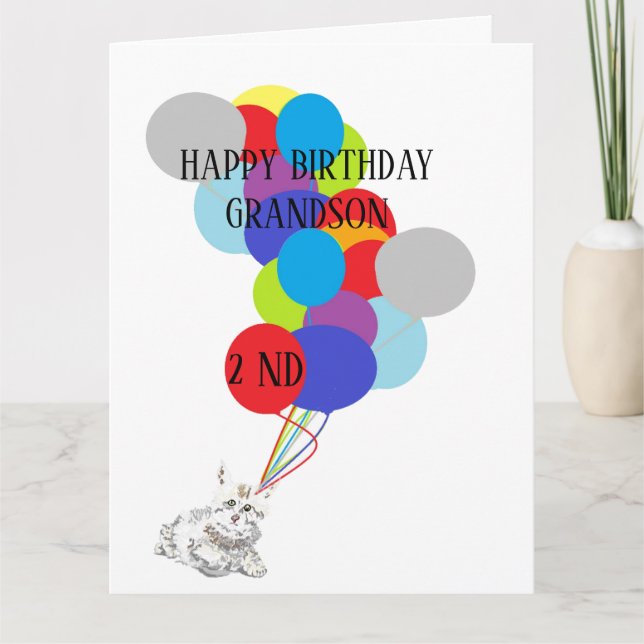 Tarjeta de felicitación doblada FELIZ GRANDSON DE  (Anverso)