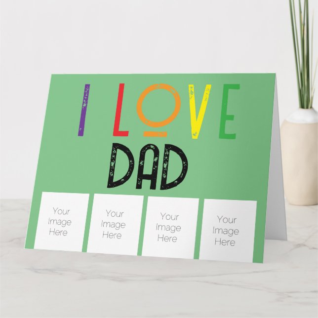 tarjeta de felicitación doblada fotos de papá que  (Anverso)