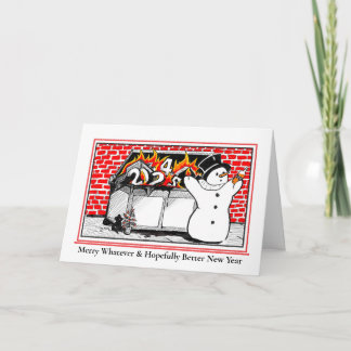 Tarjeta de felicitación doblada - Hombre de nieve