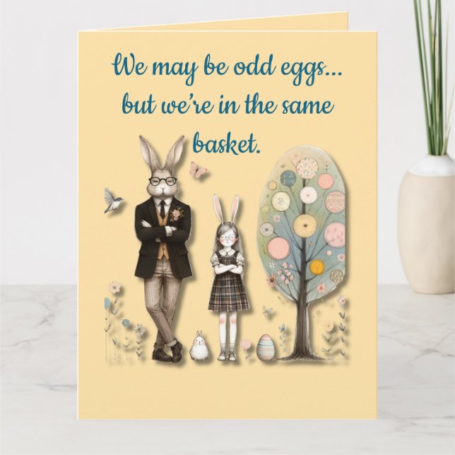 Tarjeta de felicitación doblada - Huevos impares (Anverso)