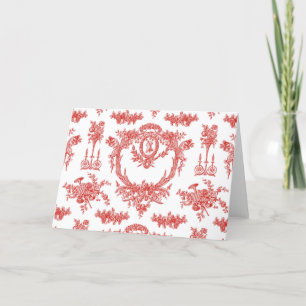Tarjeta de felicitación doblada Marie rojo Toile