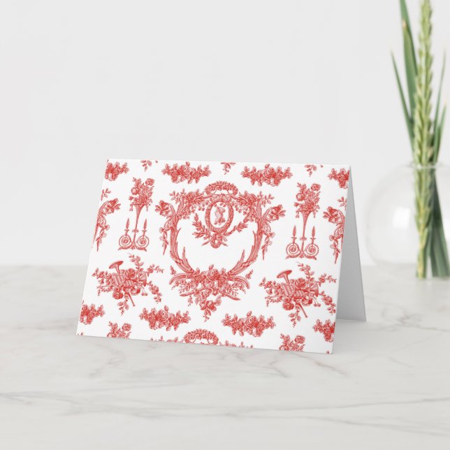 Tarjeta de felicitación doblada Marie rojo Toile (Anverso)