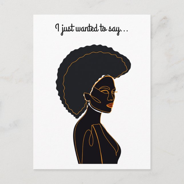 Tarjeta de felicitación doblada mujer afroamerican (Anverso)