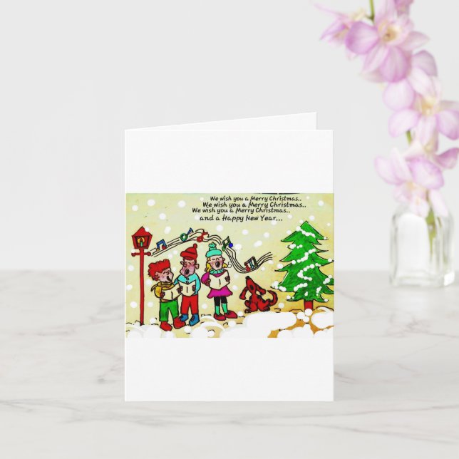 Tarjeta de felicitación doblada - Navidades (Orquídea)