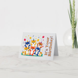 Tarjeta de felicitación doblada para animales fies
