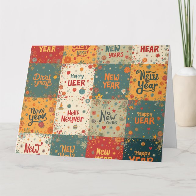 Tarjeta de felicitación doblada para Año Nuevo (Anverso)