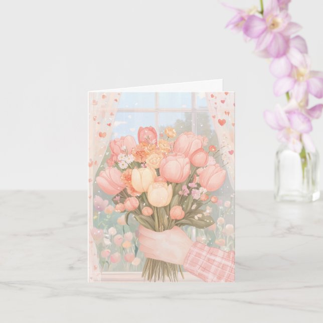 Tarjeta de felicitación doblada para el Día de la  (Orquídea)