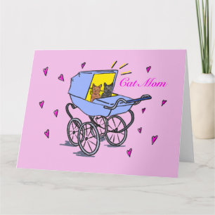 Tarjeta de felicitación doblada para gatos rosados