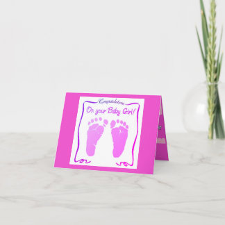 Tarjeta de felicitación doblada para la nueva bebé