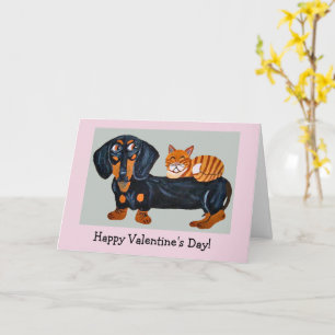 Tarjeta de felicitación doblada para perro y gato 