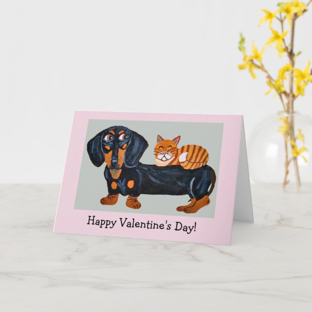 Tarjeta de felicitación doblada para perro y gato  (flor amarilla)
