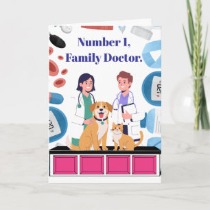 Tarjeta de felicitación doblada para veterinario d