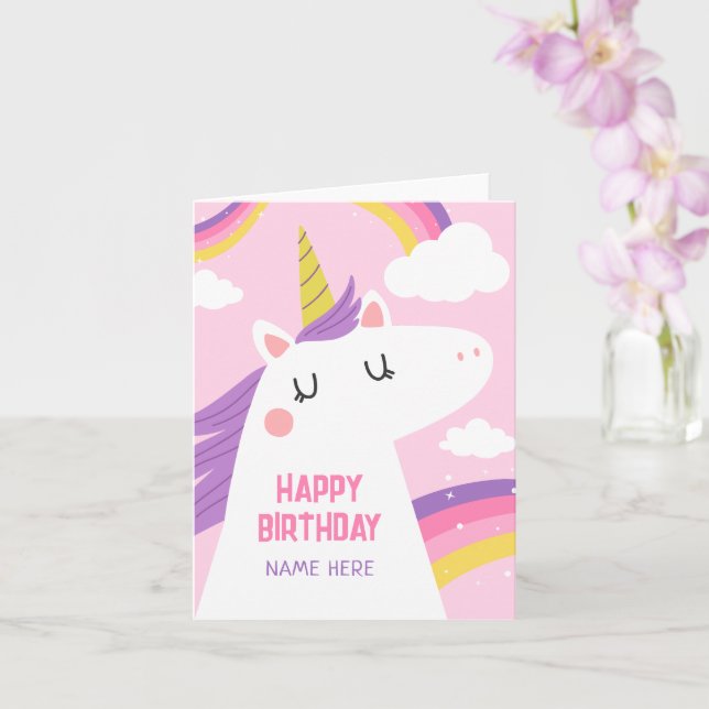Tarjeta de felicitación doblada rosa morado de Uni (Orquídea)