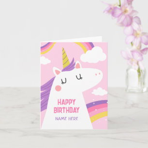 Tarjeta de felicitación doblada rosa morado de Uni