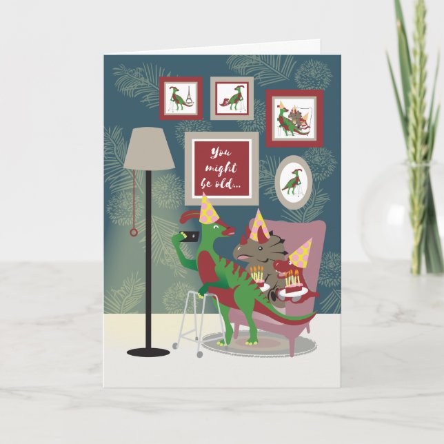 Tarjeta de felicitación doblada 'Selfies de cumple (Anverso)