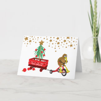 Tarjeta de felicitación doblada ' Tricycle Navidad
