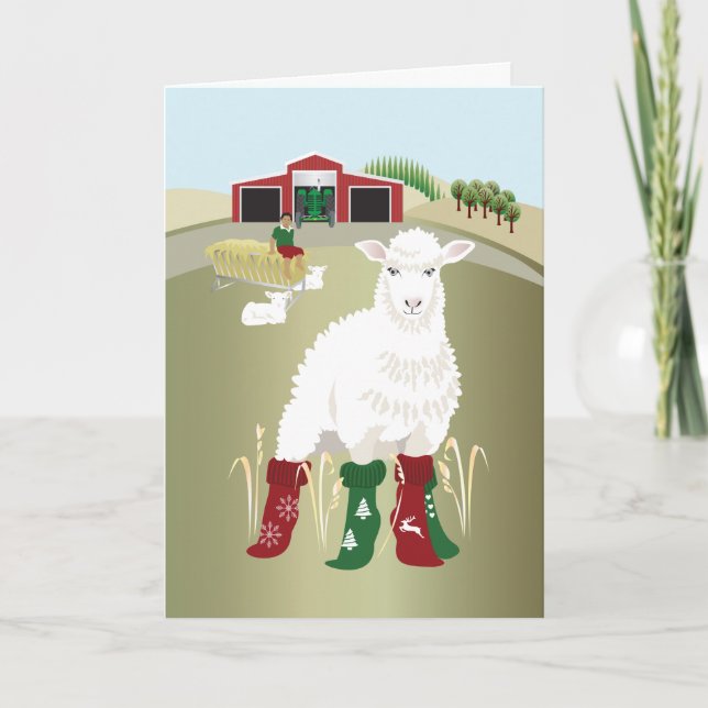 Tarjeta de Felicitación Doble 'Calcetines de Navid (Anverso)