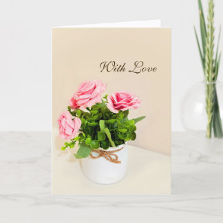 Tarjeta de Felicitación Doble con Rosas Rosadas y