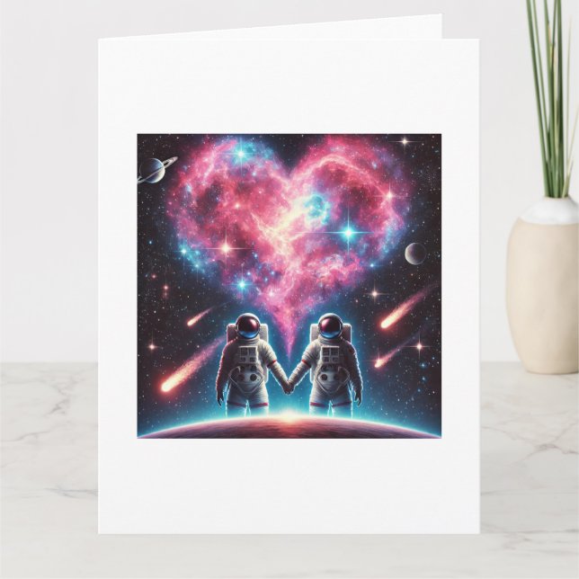 Tarjeta de Felicitación Doble del Astronauta Amor (Anverso)
