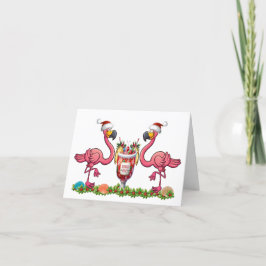 Tarjeta de Felicitación Doble Flamencos Divertidos