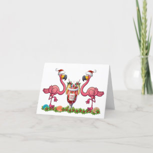 Tarjeta de Felicitación Doble Flamencos Divertidos
