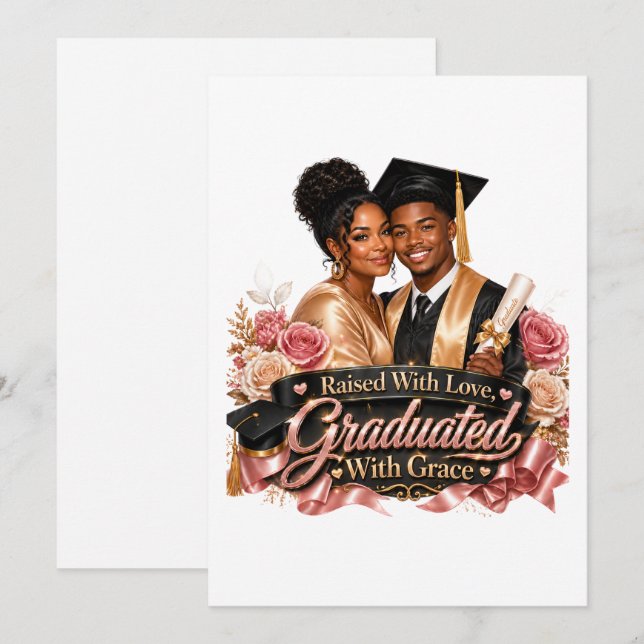 Tarjeta De Felicitación Doble Graduado Con Gracia (Anverso / Reverso)