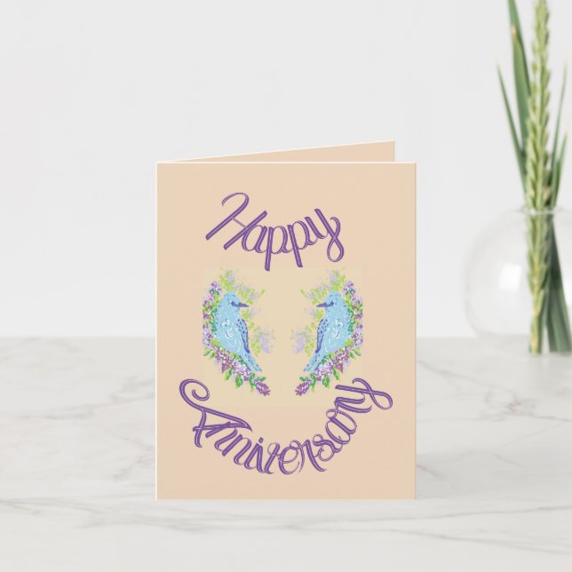 Tarjeta de Felicitación Doble : Pájaros de Amor (Anverso)