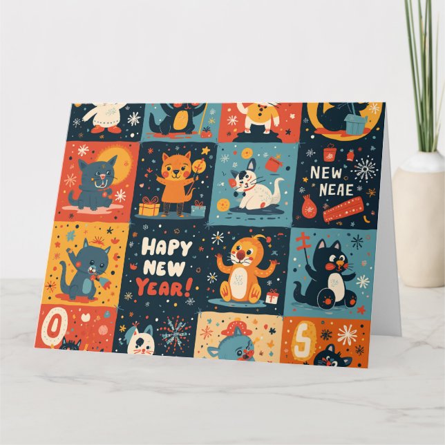 Tarjeta de Felicitación Doble para Año Nuevo (Anverso)