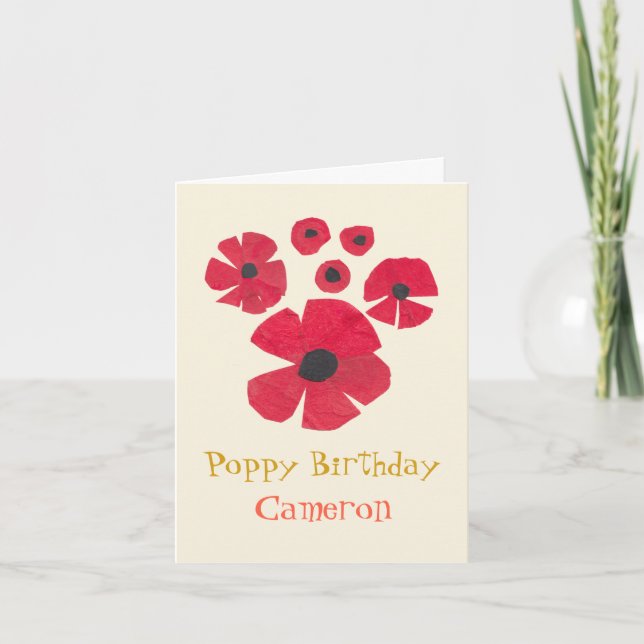 Tarjeta de Felicitación Doble Roja de Amapolas Mon (Anverso)