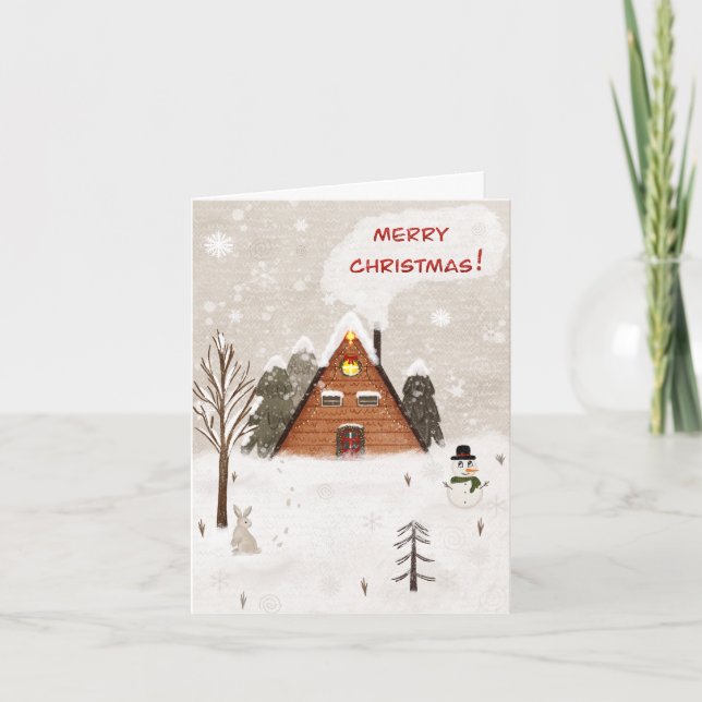 Tarjeta de Felicitación Dobleada "Navidad Acogedor (Anverso)