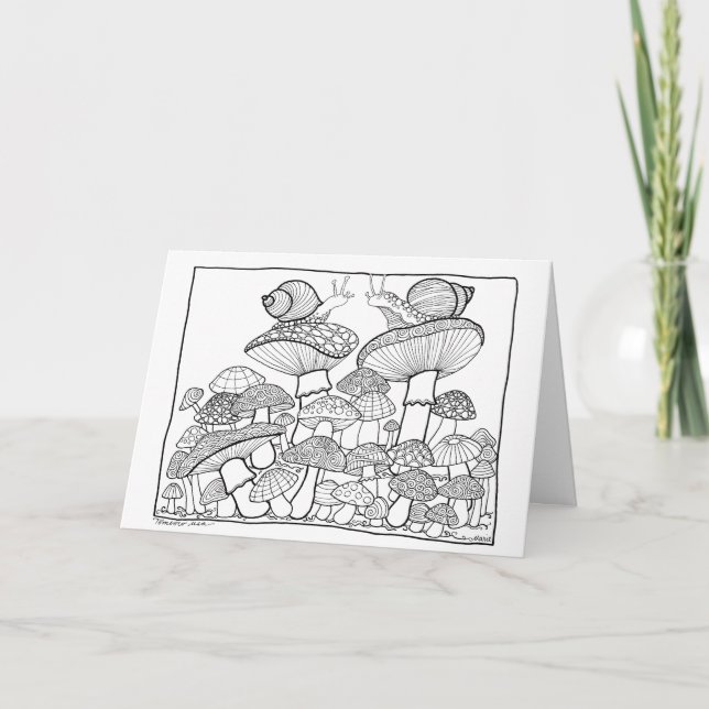 Tarjeta de felicitación - Doodle de hongos (Anverso)