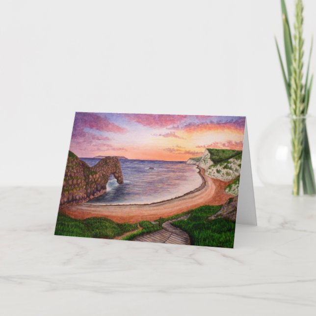 Tarjeta de felicitación Durdle Door Sunset (Anverso)