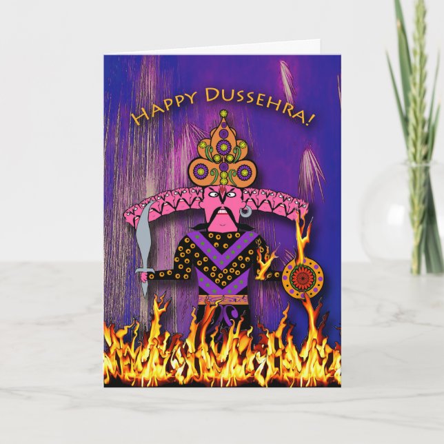 Tarjeta de felicitación Dussehra, Demon King Ravan (Anverso)