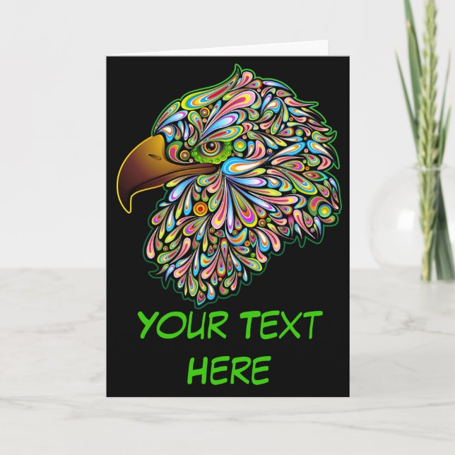 Tarjeta de felicitación Eagle Hawk Psychedelic Des (Anverso)