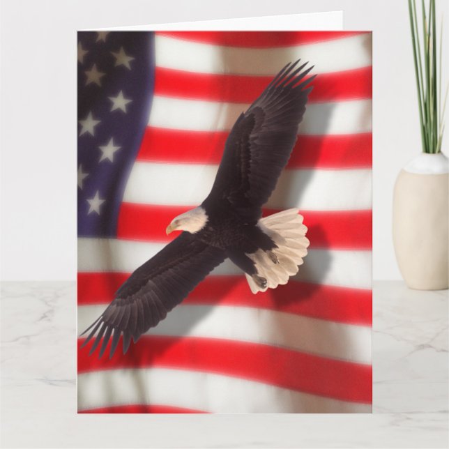 Tarjeta de felicitación Eagle y American Flag (Anverso)