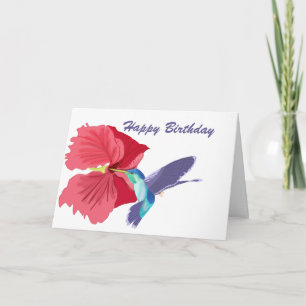 Tarjeta de felicitación editable de colibrí azul y