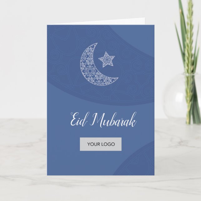 Tarjeta de felicitación Eid Corporate - Azul (Anverso)