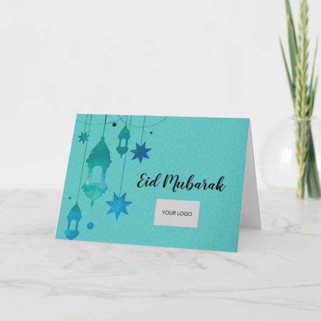 Tarjeta de felicitación Eid Corporate - Azul claro (Anverso)