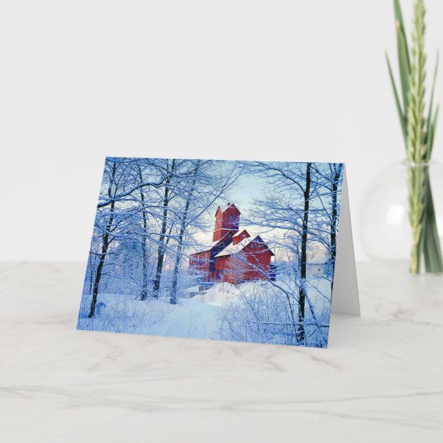 TARJETA de FELICITACIÓN   el molino rojo viejo (Anverso)