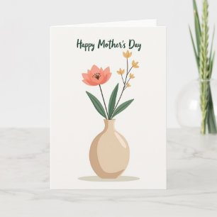 Tarjeta de Felicitación Elegante con Flores a Raya