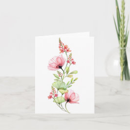Tarjeta de felicitación elegante de acuarela de fl
