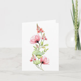 Tarjeta de felicitación elegante de acuarela de fl