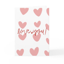 Tarjeta de felicitación elegante de corazones rosa