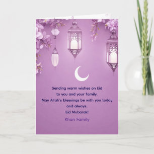 Tarjeta de felicitación elegante de Eid al-Fitr co