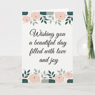 Tarjeta de felicitación elegante de flores rosadas