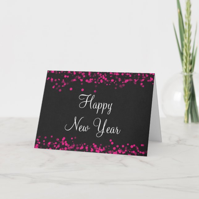 Tarjeta de felicitación elegante de la Feliz Año (Anverso)
