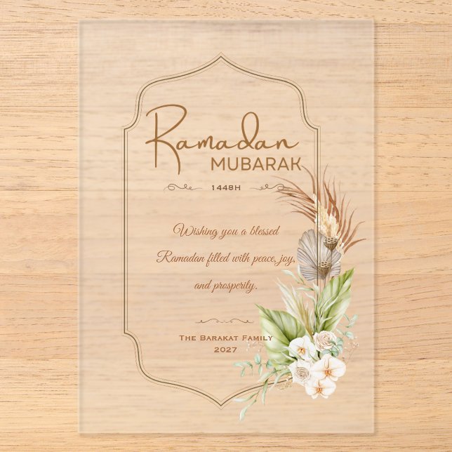 Tarjeta de felicitación elegante de Ramadan Mubara (Anverso)