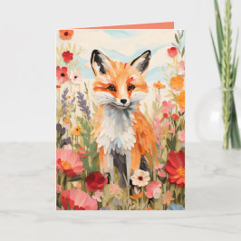 Tarjeta de felicitación elegante de zorro botánico