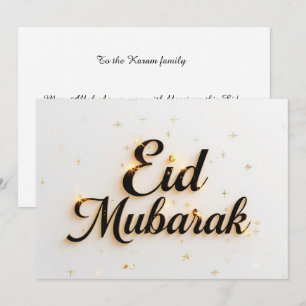 Tarjeta de felicitación elegante Eid Mubarak perso