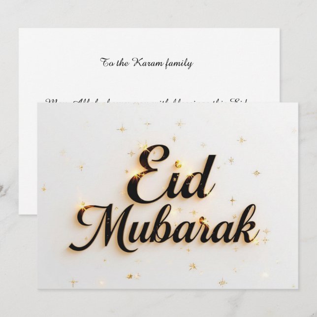 Tarjeta de felicitación elegante Eid Mubarak perso (Anverso / Reverso)